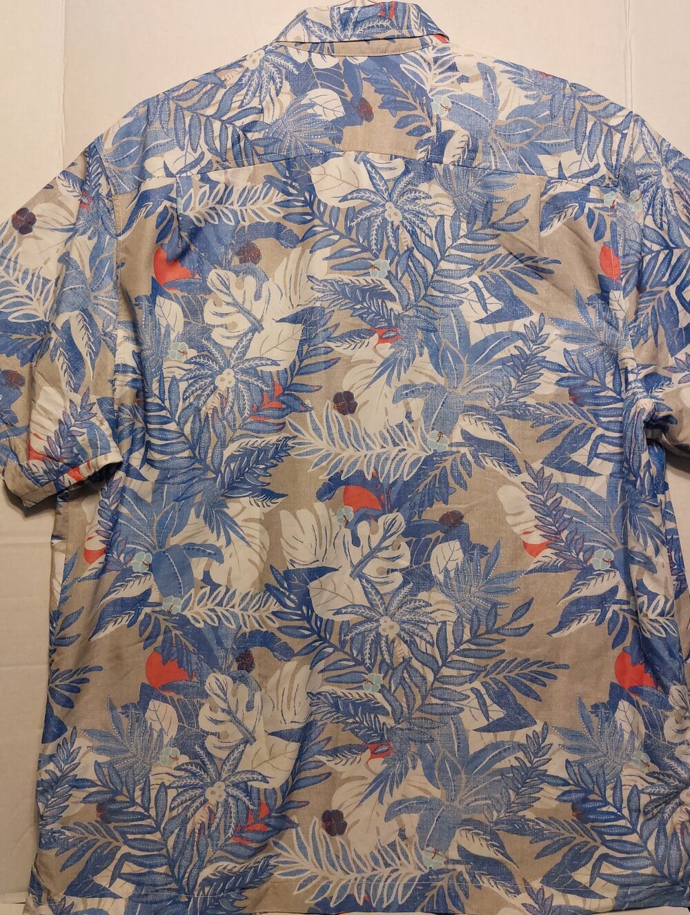 Men's Blue Tropical Print Short-Sleeve Shirt